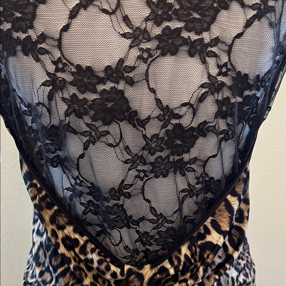NWT S Sleeveless Leopard Print V-Neck Tank Top - Brown/Black - Picture 6 of 8